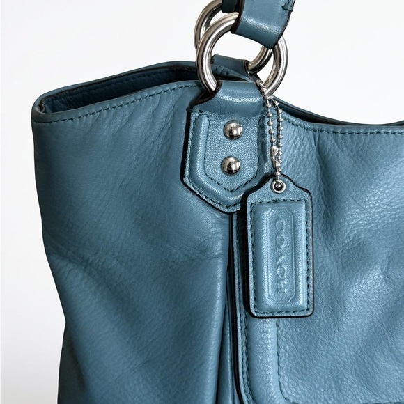 Authentic Coach Teal Blue Campbell Carryall Leather Tote Bag! - Picture 8 of 16